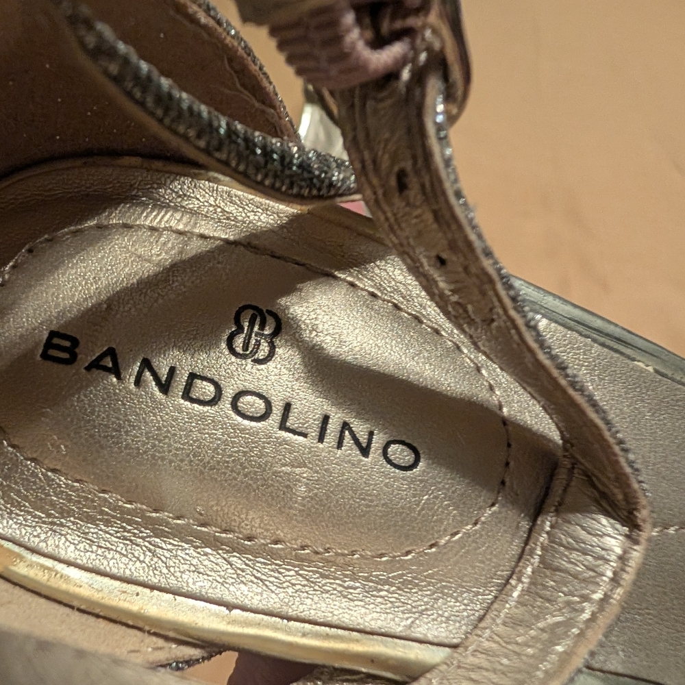 Bandolino Muriel Metallic Silver Strappy Heels - Picture 3 of 6